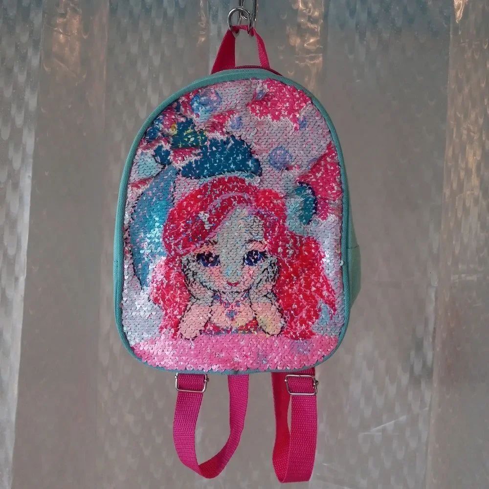 Little Mermaid Backpackโ10" Flip Sequins Girls Small Bag